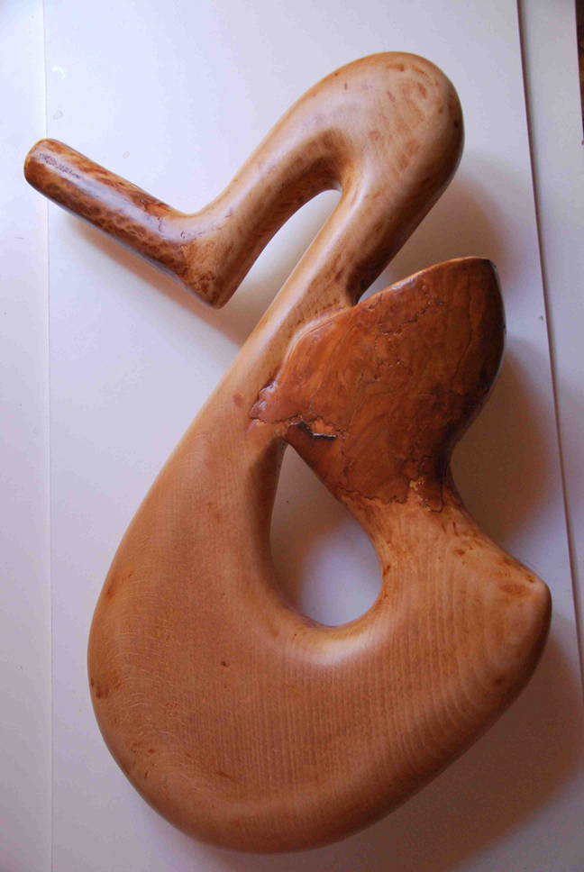 Didgeridoo nommé Old dragon, en Si, en forme de saxophone, fabriqué en bois de noyer